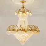 European Villa Hall Crystal Large Chandelier High Ceiling Living Room Lamp French Duplex Lobby Brass Grand Pendant Light