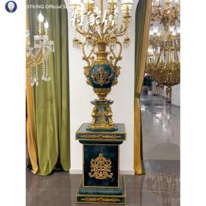 European and American style luxury villa mansion floor lamp pure copper ceramic French lighting lobby luxury Czech crystal lamps