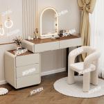 Cream wind rock slab solid wood dresser chest cabinet integrated with lamp makeup table bedroom modern