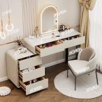 Cream wind rock slab solid wood dresser chest cabinet integrated with lamp makeup table bedroom modern