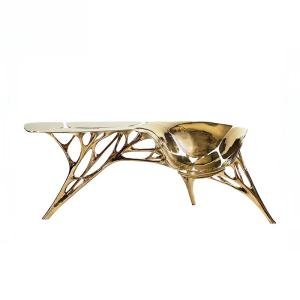 Lotus console desk lamp luxury pure copper special-shaped decorative coffee table villa outdoor balcony tables and chairs