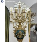 European and American style luxury villa mansion floor lamp pure copper ceramic French lighting lobby luxury Czech crystal lamps