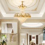 European Villa Hall Crystal Large Chandelier High Ceiling Living Room Lamp French Duplex Lobby Brass Grand Pendant Light