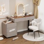 Cream wind rock slab solid wood dresser chest cabinet integrated with lamp makeup table bedroom modern
