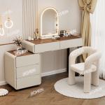 Cream wind rock slab solid wood dresser chest cabinet integrated with lamp makeup table bedroom modern