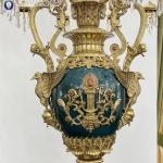 European and American style luxury villa mansion floor lamp pure copper ceramic French lighting lobby luxury Czech crystal lamps