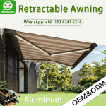 Electric Full Box Awning Aluminum Frame Tarpaulin Retractable Canopy Roof With LED Light Outdoor Patio Awning