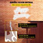 SucceBuy Neon Sign Light "Happy Birthday" Transparent Acrylic Wall Decor Wedding Party Illuminated Signage LED Neon Night Lamp