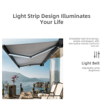 Electric Full Box Awning Aluminum Frame Tarpaulin Retractable Canopy Roof With LED Light Outdoor Patio Awning