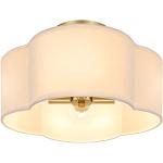 4-Light 14.4'' Semi Flush Mount Ceiling Light Fixture, Gold Modern Close to Ceiling Lamp with White Fabric Shade, Farmhouse Bright Lighting Brass Finish for Nursery Kids Room Bedroom Hallway Entryway
