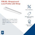 Lithonia Lighting FMLWL 48 840 Low-Profile LED Flush Mount Ceiling Light, Wraparound Lighting Fixture for Kitchen, Laundry Room, Garage, and More, 4-Foot, 4000K Cool White