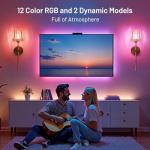 Crystal Battery Operated Wall Sconces Set of 2, Gold Rechargeable Wireless Wall Sconce Lights with Crystal Lampshade, 12 RGB and 3CCT Dimmable Wall Lamps with Remote for Bedroom Living Room Hallway