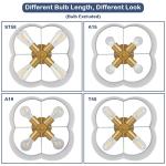 4-Light 14.4'' Semi Flush Mount Ceiling Light Fixture, Gold Modern Close to Ceiling Lamp with White Fabric Shade, Farmhouse Bright Lighting Brass Finish for Nursery Kids Room Bedroom Hallway Entryway