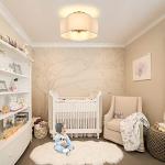 4-Light 14.4'' Semi Flush Mount Ceiling Light Fixture, Gold Modern Close to Ceiling Lamp with White Fabric Shade, Farmhouse Bright Lighting Brass Finish for Nursery Kids Room Bedroom Hallway Entryway