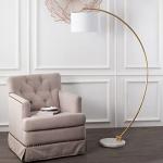 SAFAVIEH Lighting Collection Madigan Contemporary Gold/White 70-inch Arched Floor Lamp (LED Bulb Included)