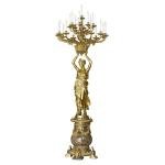 Church Villa Hotel Decorative Candle Holder Standing Floor Lamp Light Brass with Marble Luxury Antique Continental Art Gold