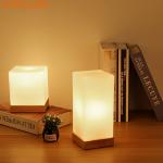 OUDELADI Bedside table lamp solid wood glass night light simplicity warm E27 Bedroom living room study desk lamp