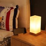 OUDELADI Bedside table lamp solid wood glass night light simplicity warm E27 Bedroom living room study desk lamp