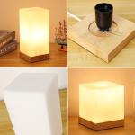 OUDELADI Bedside table lamp solid wood glass night light simplicity warm E27 Bedroom living room study desk lamp