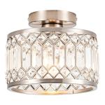 Rpzloila Crystal Ceiling Light Fixture, Modern Semi Flush Mount Ceiling Light,Crystal Chandelier for Kitchen Bedroom Bathroom Entryway Nickel Finish (Bulb not Included)