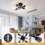 SunRider Industrial 4-Light Semi Flush Mount Ceiling Light Fixture, Modern Farmhouse Lights Matte Black, Rustic Sputnik Chandelier for Bedroom Foyer