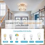 Rpzloila Crystal Ceiling Light Fixture, Modern Semi Flush Mount Ceiling Light,Crystal Chandelier for Kitchen Bedroom Bathroom Entryway Nickel Finish (Bulb not Included)