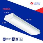 Lithonia Lighting 2 Foot LED Light Fixture, Low-Profile LED Wraparound Flush Mount Ceiling Light, 4000K Cool White, 120V, 24-Inch (FMLWL 24 840)