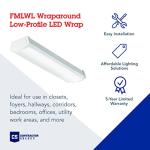 Lithonia Lighting 2 Foot LED Light Fixture, Low-Profile LED Wraparound Flush Mount Ceiling Light, 4000K Cool White, 120V, 24-Inch (FMLWL 24 840)