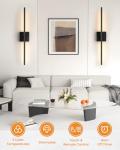 VOLISUN Battery Operated Wall Sconce Set of Two, Black Rechargeable Wall Lights with Remote Control, 3000K-6500K Dimmable Wall Lamp, 27.6 Inch LED Wireless Wall Lights for Bedroom, Living Room,Hallway