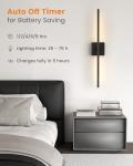 VOLISUN Battery Operated Wall Sconce Set of Two, Black Rechargeable Wall Lights with Remote Control, 3000K-6500K Dimmable Wall Lamp, 27.6 Inch LED Wireless Wall Lights for Bedroom, Living Room,Hallway
