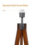 LEPOWER Wood Tripod Floor Lamp, Mid Century Standing Lamp, Modern Design Studying Light for Living Room, Bedroom, Study Room and Office, Flaxen Lamp Shade with E26 Base Brown