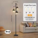 DMBOSS 69-inch Crystal Floor Lamp with Stepless Dimming, 3 LED Bulbs Included, Weighted Anti-Tip Base, Modern Black Crown Standing Lamp for Living Room, Bedroom, Office