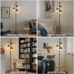 DMBOSS 69-inch Crystal Floor Lamp with Stepless Dimming, 3 LED Bulbs Included, Weighted Anti-Tip Base, Modern Black Crown Standing Lamp for Living Room, Bedroom, Office