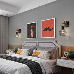 Black Wall Sconces with Dimmer ON/Off Switch, Cage Wall Mount Light Fixture Industrial Farmhouse Lighting for Living Room Kitchen, C71Y215