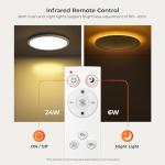 Matane 12in LED Flush Mount Ceiling Light Fixture with Remote Control, Nightlight 2000K Warm, 3000K-6500K Adjustable, Wired Low Profile Ceiling Lights for Bedroom, Kitchen, Living Room, White