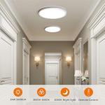Matane 12in LED Flush Mount Ceiling Light Fixture with Remote Control, Nightlight 2000K Warm, 3000K-6500K Adjustable, Wired Low Profile Ceiling Lights for Bedroom, Kitchen, Living Room, White