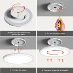 Matane 12in LED Flush Mount Ceiling Light Fixture with Remote Control, Nightlight 2000K Warm, 3000K-6500K Adjustable, Wired Low Profile Ceiling Lights for Bedroom, Kitchen, Living Room, White