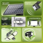 Philips Solar Security Light Outdoor 302 LED 1200lm，Solar-Powered Waterproof Wall-Mounted Flood Light w/PIR Motion Sensor, 3 Heads, IP65 Waterproof, 3 Modes (2 Packs)