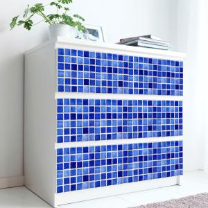 10pcs/bag Blue Flat Mosaic Matte Tile Sticker Home Room Floor Decor Wall Decals Waterproof Oil-proof PVC Wall Papers