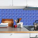 10pcs/bag Blue Flat Mosaic Matte Tile Sticker Home Room Floor Decor Wall Decals Waterproof Oil-proof PVC Wall Papers