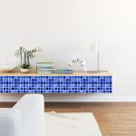 10pcs/bag Blue Flat Mosaic Matte Tile Sticker Home Room Floor Decor Wall Decals Waterproof Oil-proof PVC Wall Papers