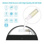Aipsun Indoor Black Modern LED Wall Sconce Interior Wall Lights Set of 2 Hardwired Up and Down Wall Mount Light for Living Room Bedroom Hallway Corridor Cool White 6000K(with G9 Bulbs)