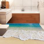 3D Ocean Beach Floor Sticker Seawater Wallpaper Self-Adhesive Wall Mural Decal