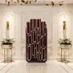Light luxury high-end solid wood dining side cabinet designer luxury art wall decorative locker