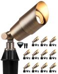 PARTPHONER Solid Brass Low Voltage Landscape Lighting, Wired 12V LED Landscape Spotlights with Aluminum Housing MR16 Bulb, Heavy Duty Outdoor Waterproof Up Lights for Garden, Yard, Trees, 12Pack