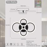 XIEYOR Modern LED Ceiling Light with Remote, 3000K-6500K Dimmable Flush Mount Ceiling Lamp 4-Ring Round Chandelier Design for Bedroom, Kitchen, or Small Rooms(Black)