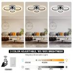 XIEYOR Modern LED Ceiling Light with Remote, 3000K-6500K Dimmable Flush Mount Ceiling Lamp 4-Ring Round Chandelier Design for Bedroom, Kitchen, or Small Rooms(Black)