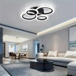 XIEYOR Modern LED Ceiling Light with Remote, 3000K-6500K Dimmable Flush Mount Ceiling Lamp 4-Ring Round Chandelier Design for Bedroom, Kitchen, or Small Rooms(Black)