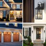 YJXGDIL Motion Sensor Outdoor Lights Dusk to Dawn Porch Light Black Exterior Lighting Fixtures Modern Outside Wall Mount Coach Lamp for House Garage Patio Front Door