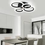 XIEYOR Modern LED Ceiling Light with Remote, 3000K-6500K Dimmable Flush Mount Ceiling Lamp 4-Ring Round Chandelier Design for Bedroom, Kitchen, or Small Rooms(Black)